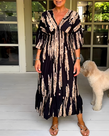 Esperanza - Chic V-Neck Midi Dress