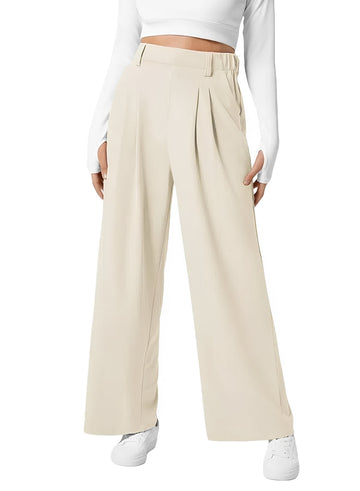 Kyla - Elastic High Waist Wide Leg Trousers