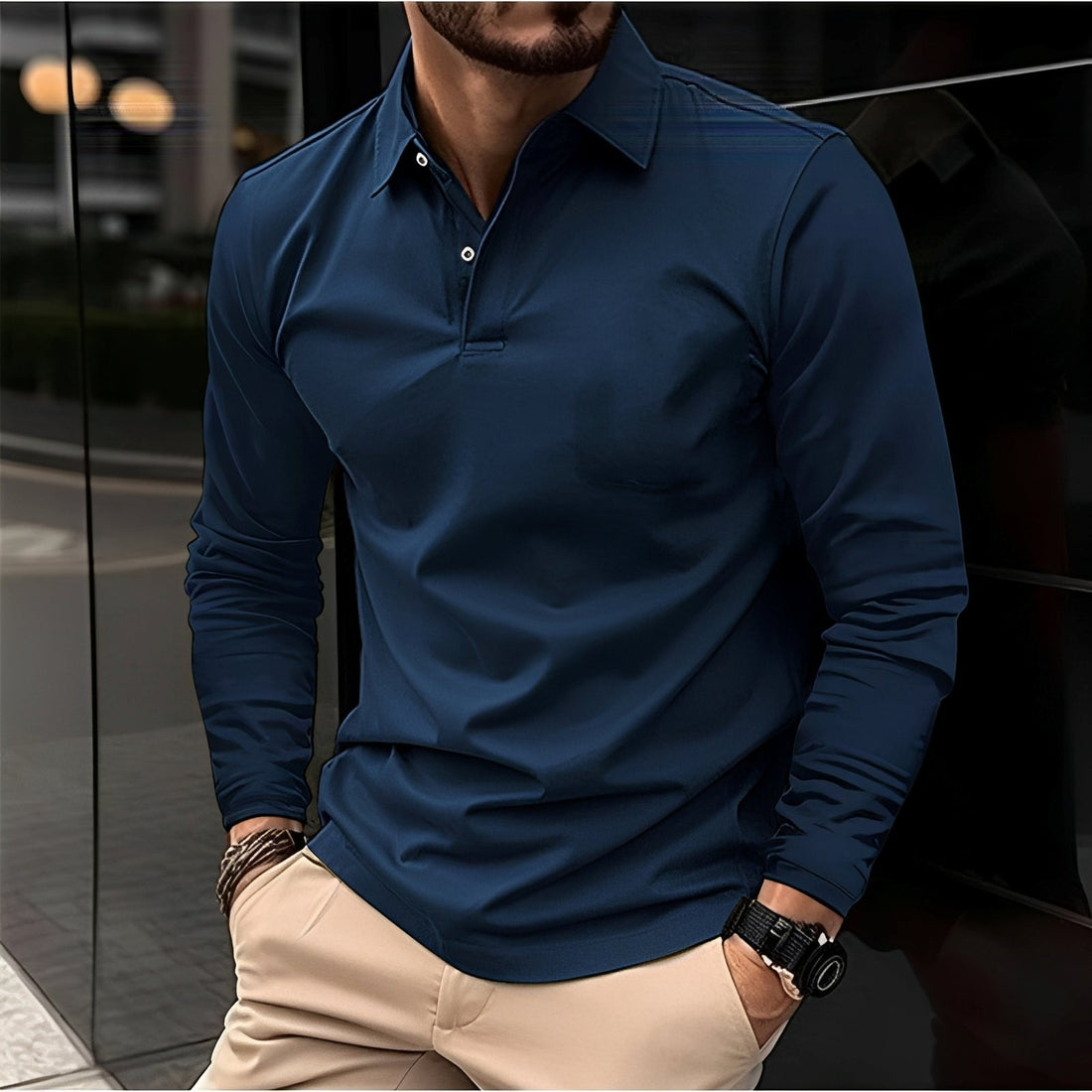Conner – Long-sleeve polo shirt for men – Casual & comfortable