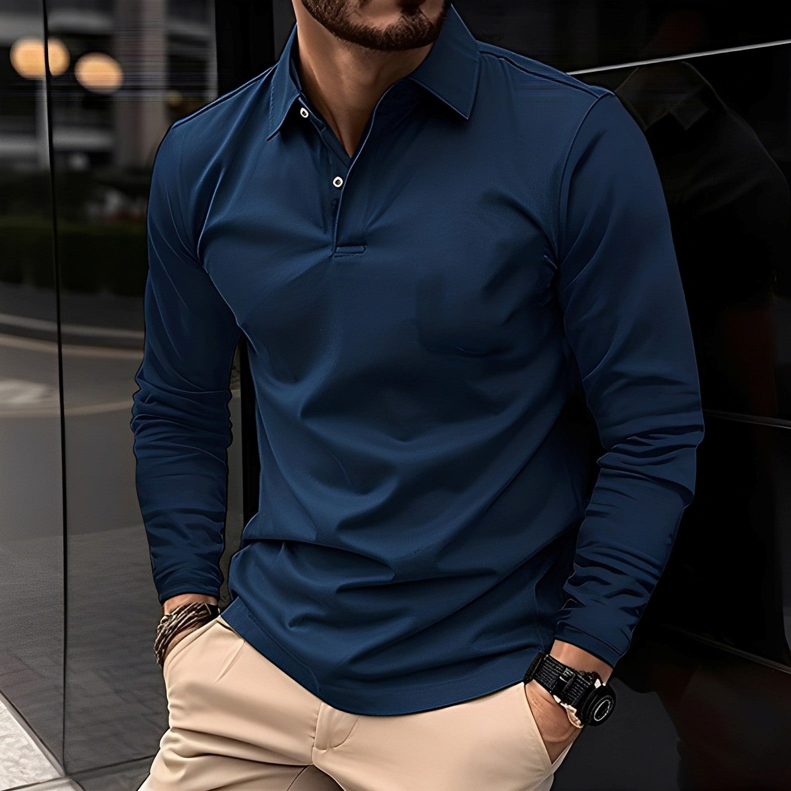 Deacon - Comfortable Long-Sleeve Polo Shirt for Men