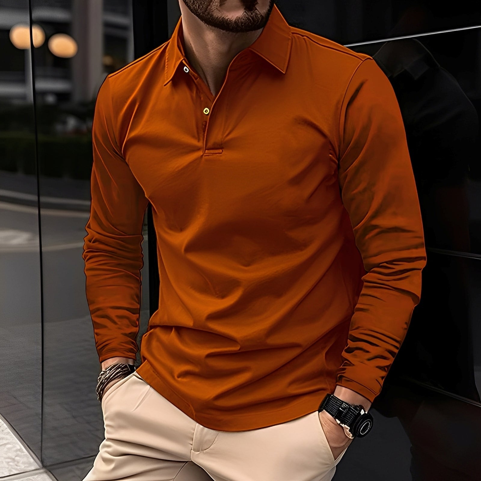 Deacon - Comfortable Long-Sleeve Polo Shirt for Men