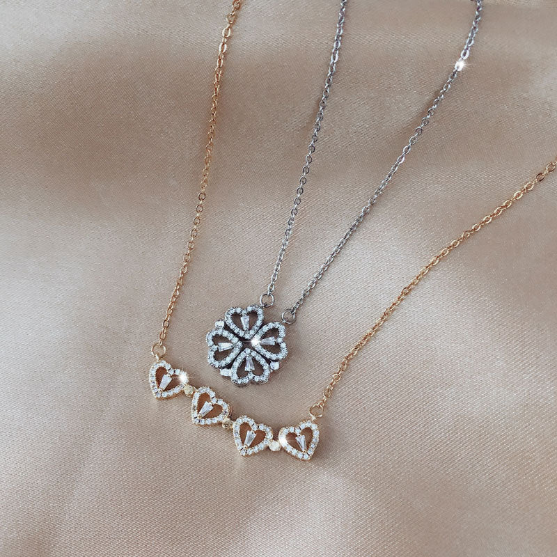 Four Leaf Clover Necklace - Magnetic Necklace with Heart