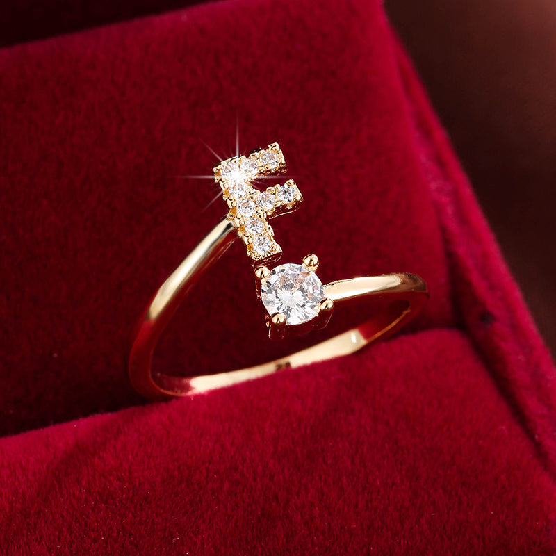 Nova – Modern open ring with initial