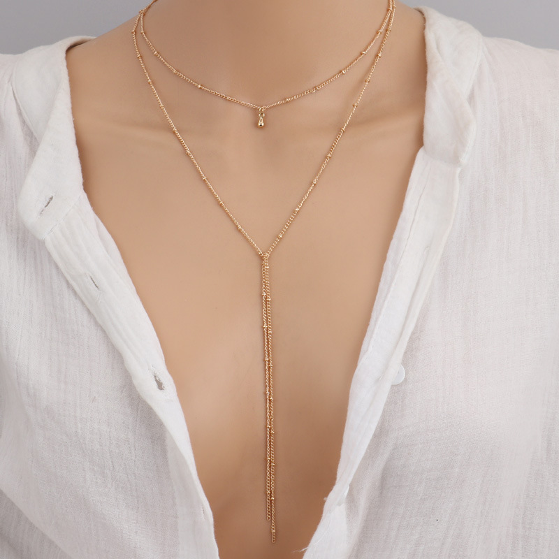Retro clavicle chain - Long pearl chain