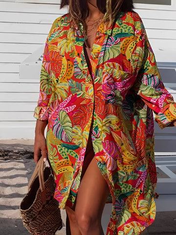 Montes - Floral Button-Down Shirt Dress