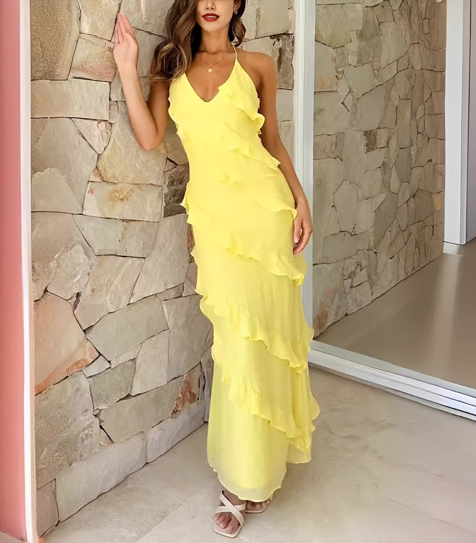 Ashley - Elegant Long Ruffle Dress