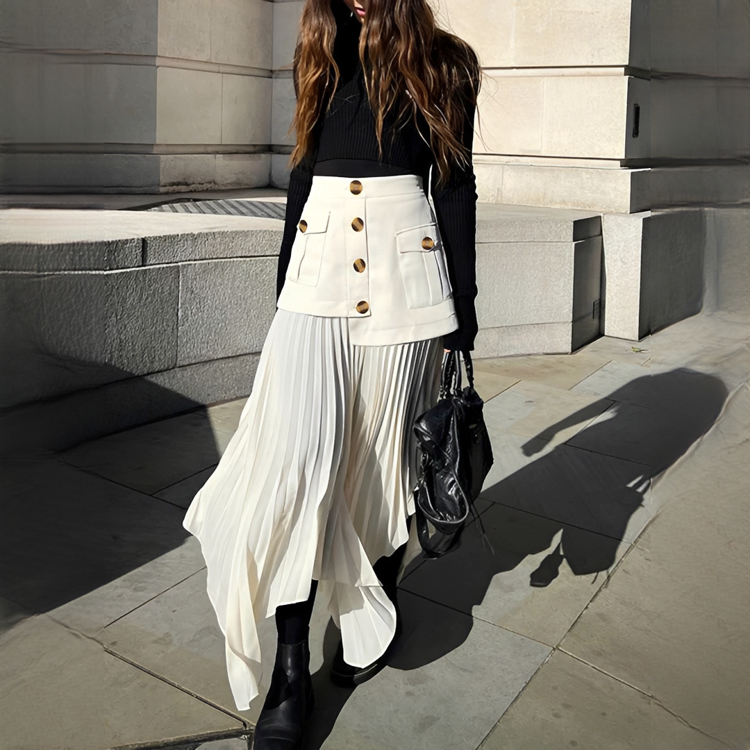 Yoselin - Asymmetrical Fold Skirt