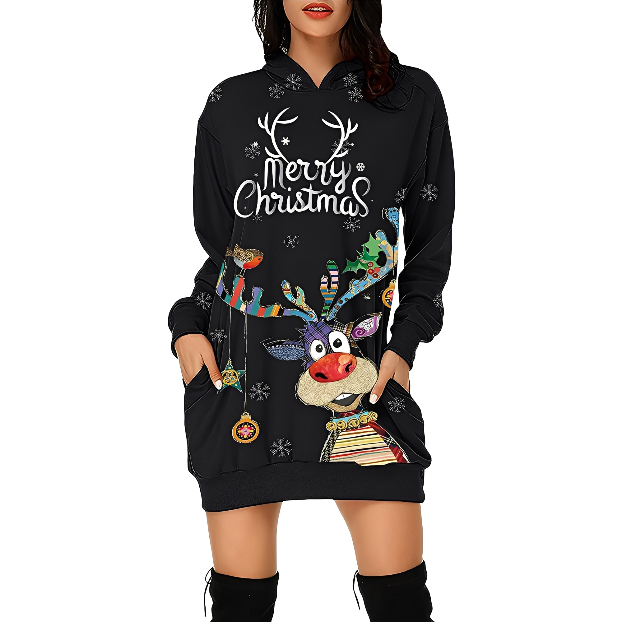 Georgia - Stylish Christmas dress with hood for women