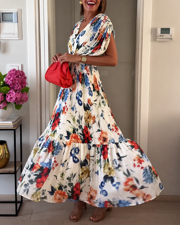 Sharon - Trendy Floral Pleated Dress