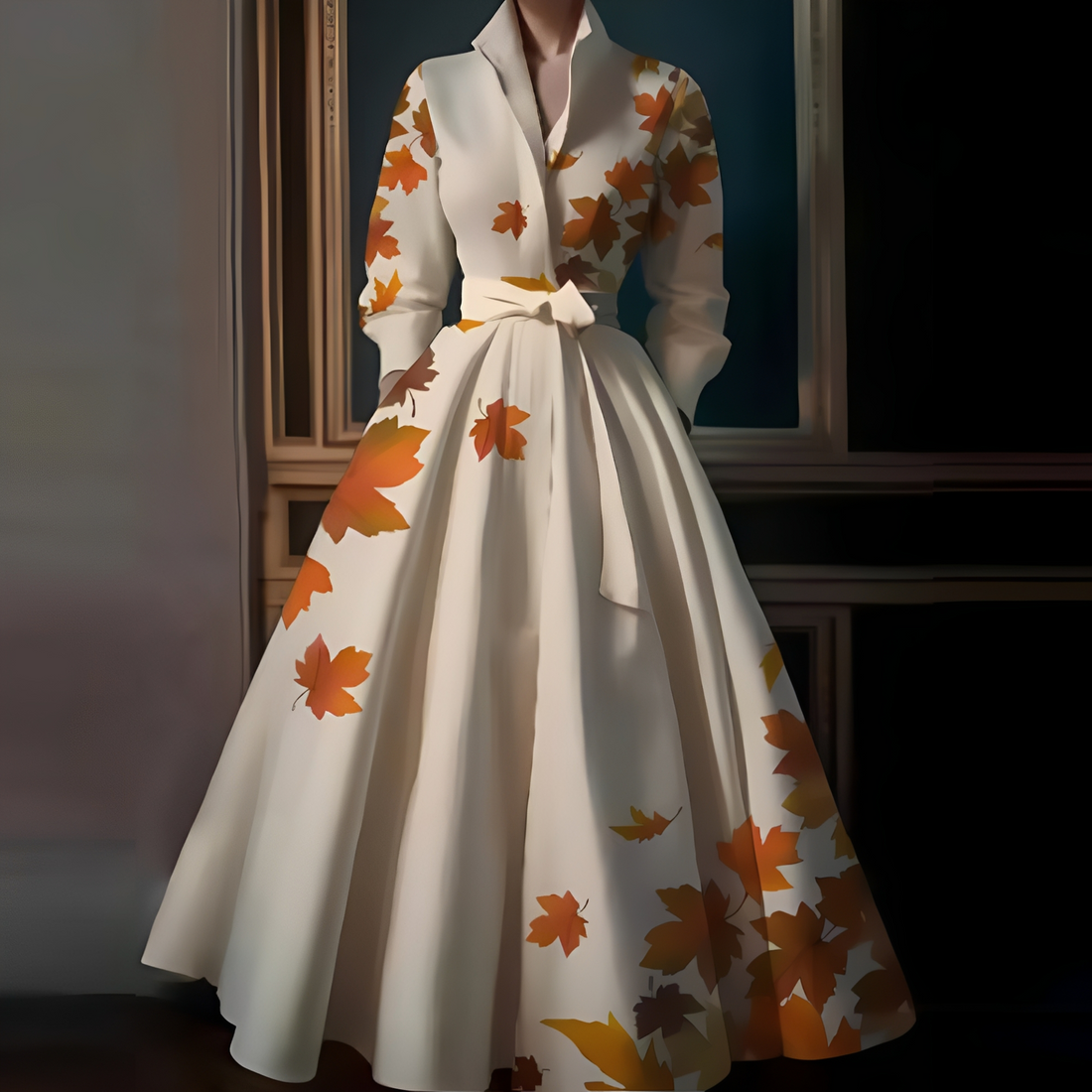 Megan - Elegant Long Dress with Tie Belt for Women