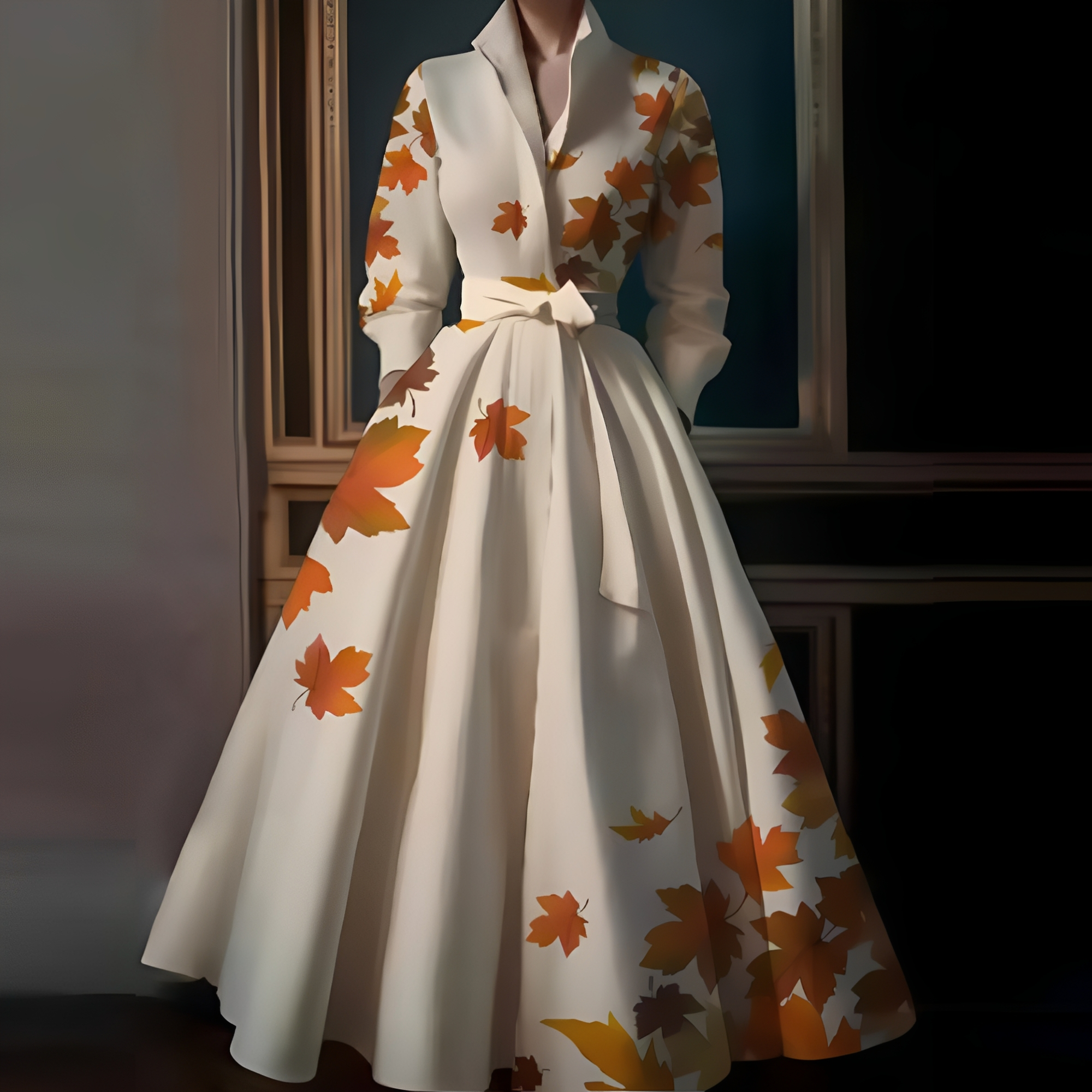 Megan - Elegant Long Dress with Tie Belt for Women