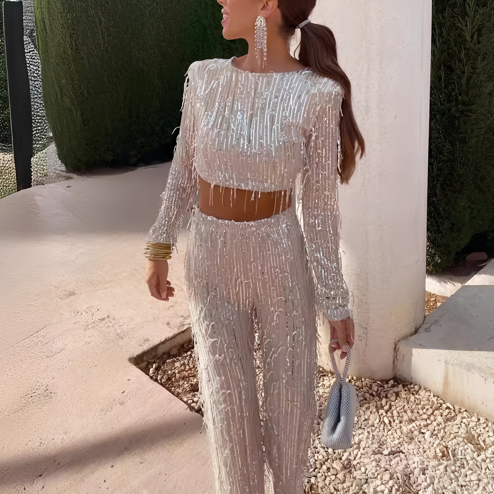 Meghan - Stylish Tassel Sequin Set