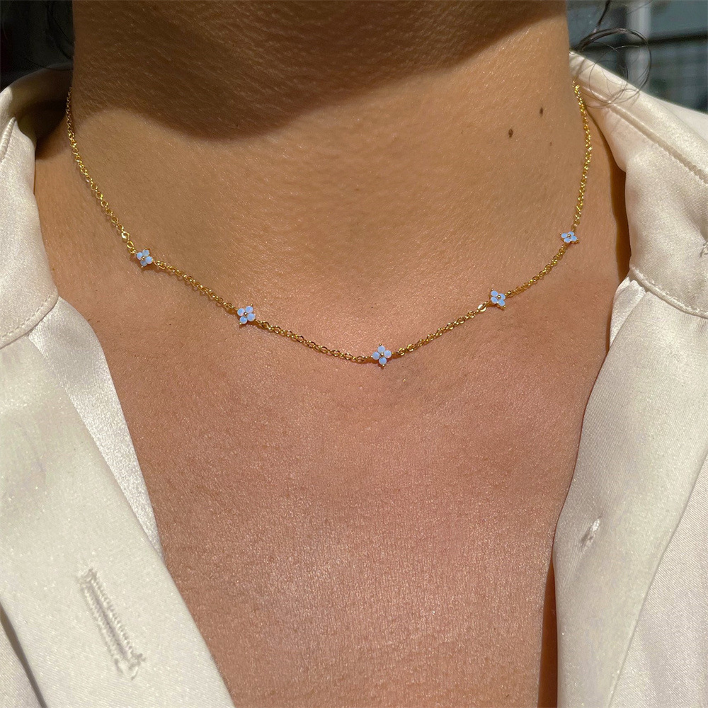 Clover Flower CZ - Inlay Necklace