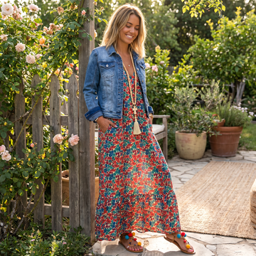 Shalisha - Chic Bohemian V-Neck Dress