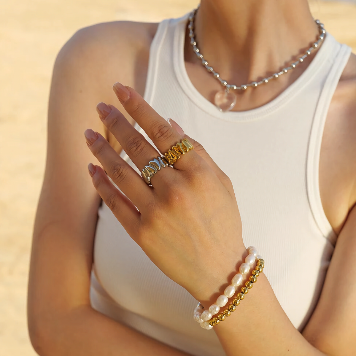 Elena - Unstable Heart Ring in Gold