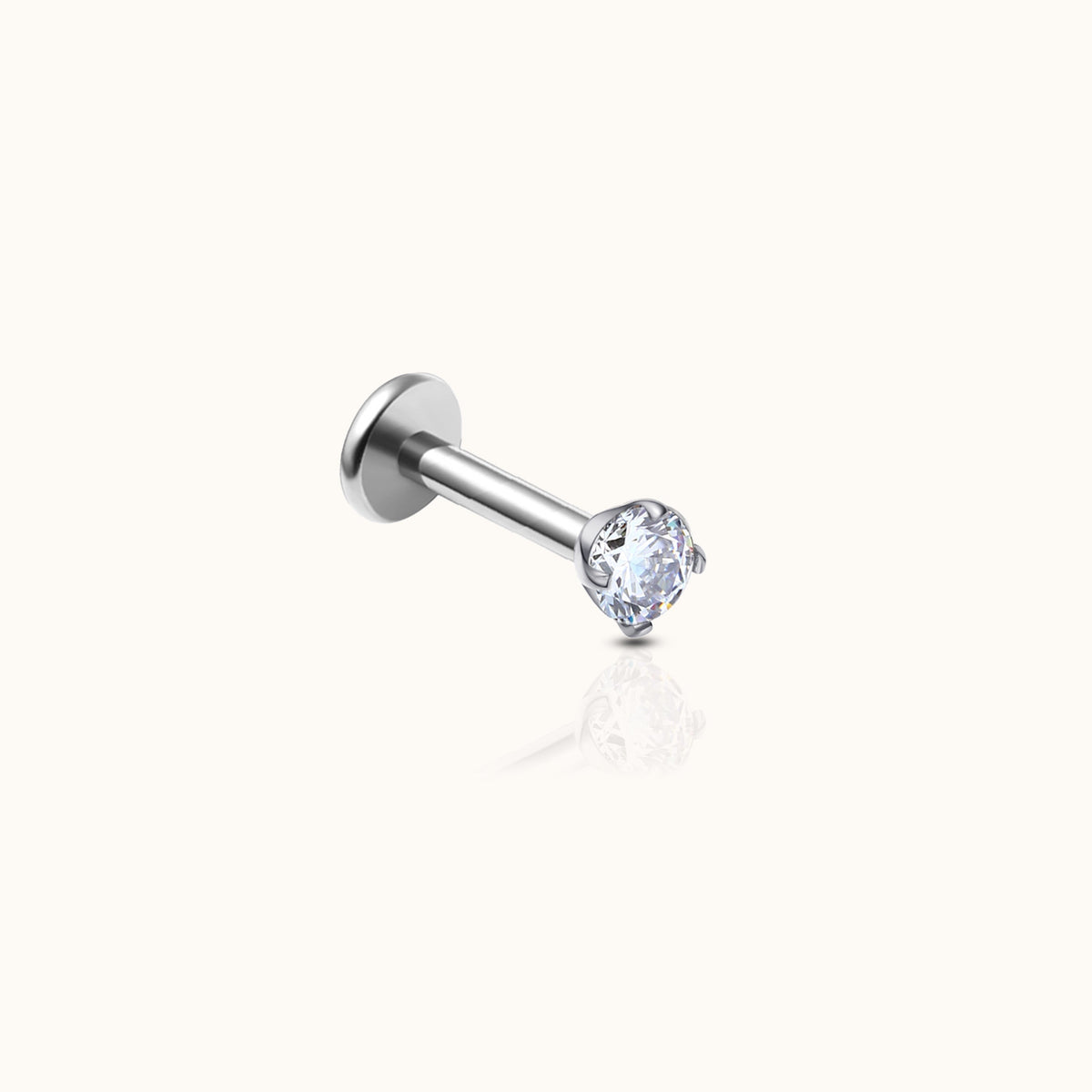 Flat Back Earrings Without Thread of 2 mm with CZ