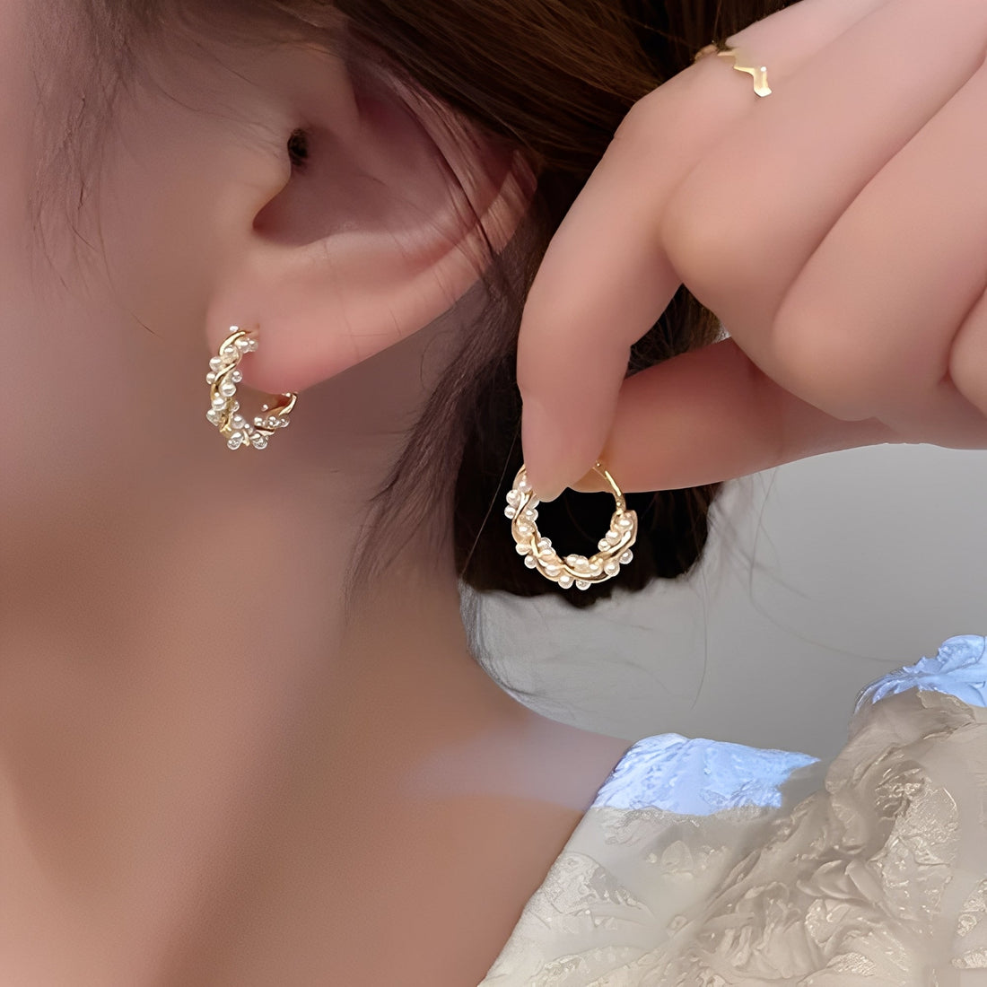 Ellie – Woven Pearl Earrings
