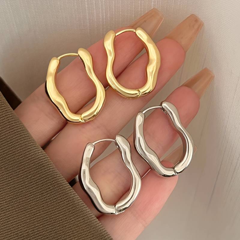 Irregular Hoop Earrings - Irregular Shaped Hoop Earrings