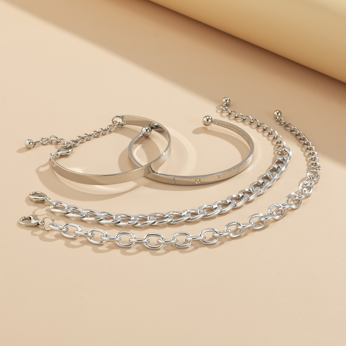 Four Chain Bracelet - Set of Adjustable Bracelets