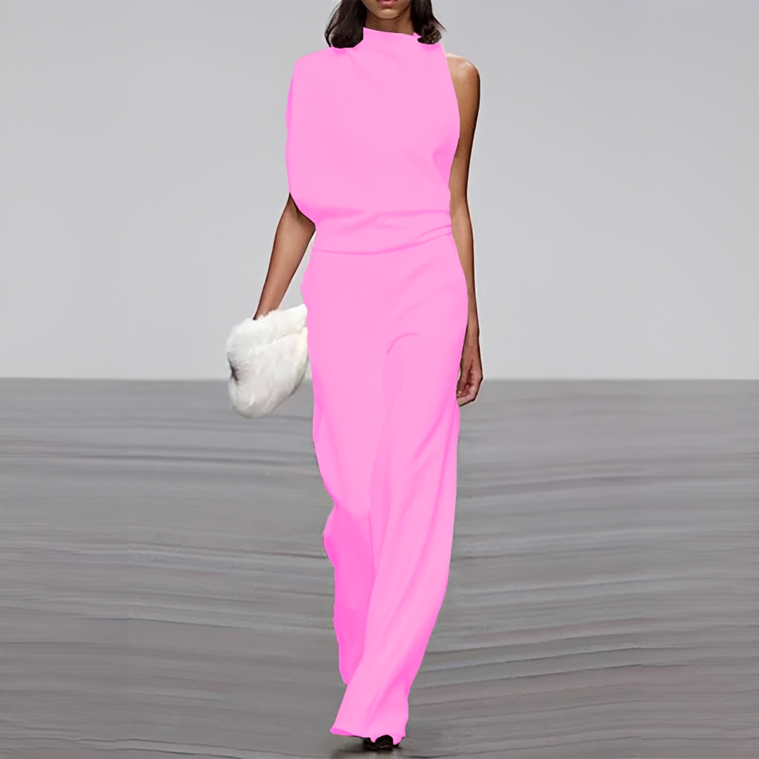 Noviem - Chic women's jumpsuit with round neckline