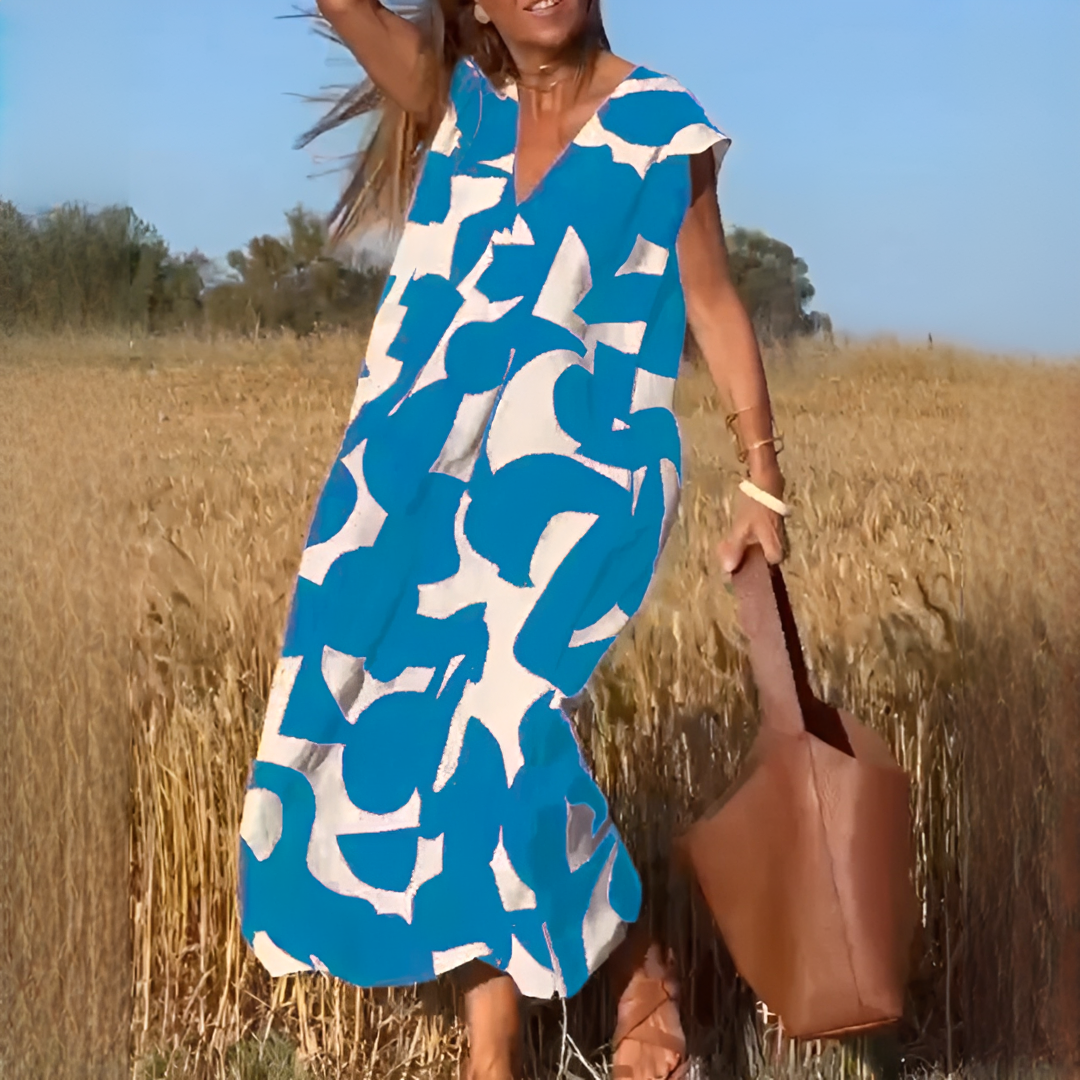 Vicky - Stylish V-neck Loose Fit Dress