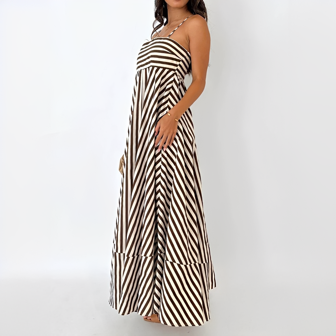 Lerra - Long Striped Pleated Dress