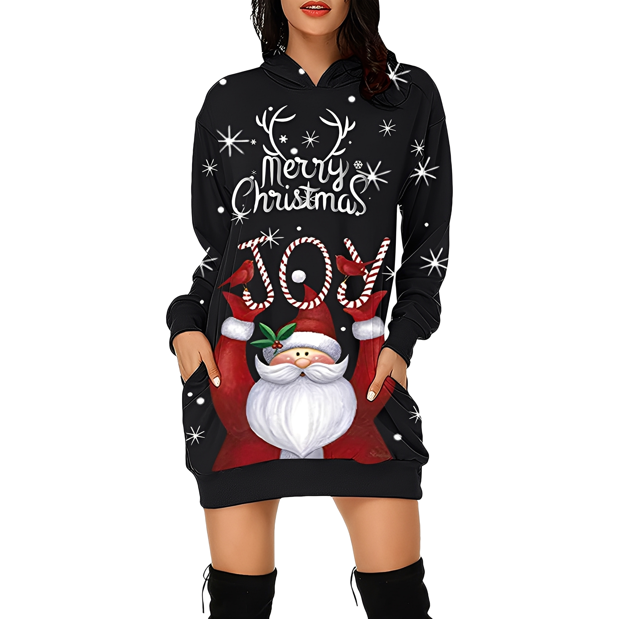 Georgia - Stylish Christmas dress with hood for women