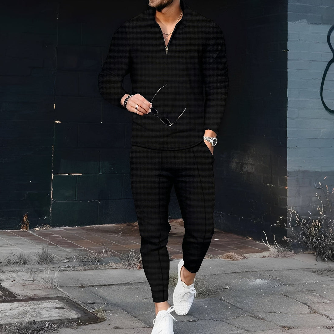 Andrew - Stylish waffle-pattern tracksuit for men