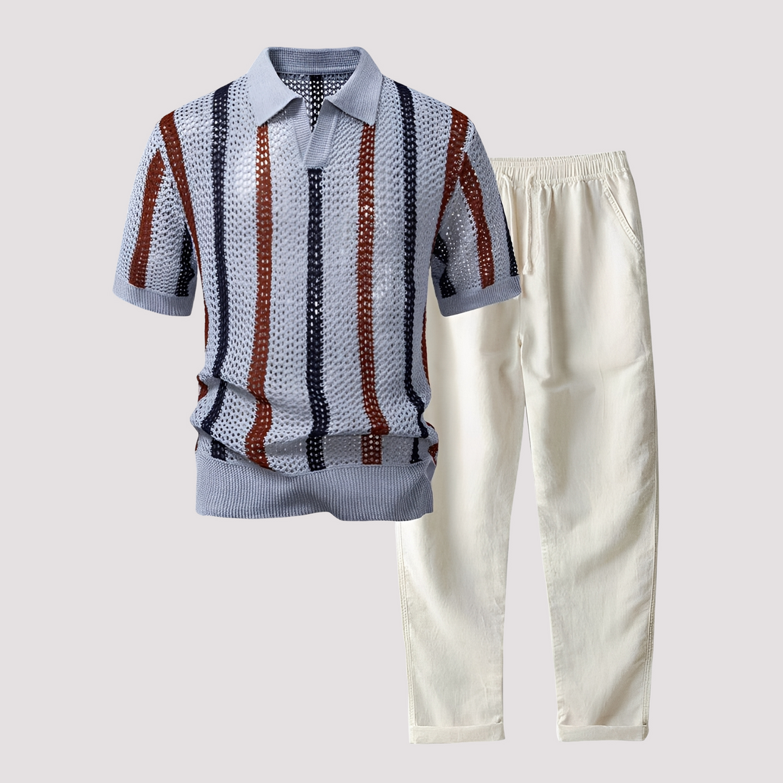Richards - Comfortable Stripe Polo and Pants Set