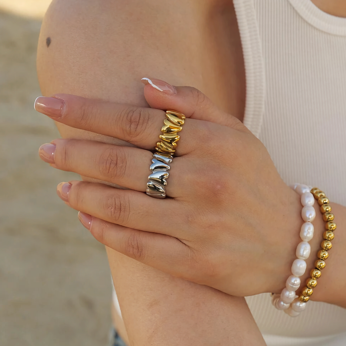 Elena - Unstable Heart Ring in Gold
