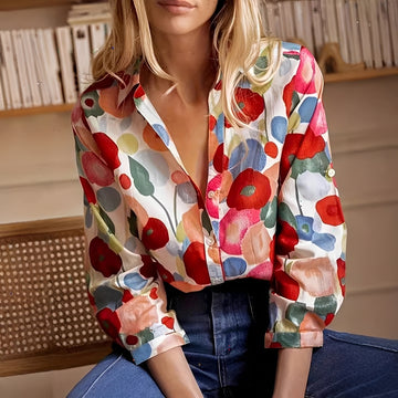 Tina - Stylish Long-sleeved Floral Blouse