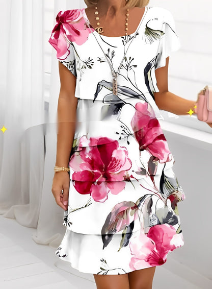 Caroline - Stylish Short Sleeve Ruffle Dress for Women