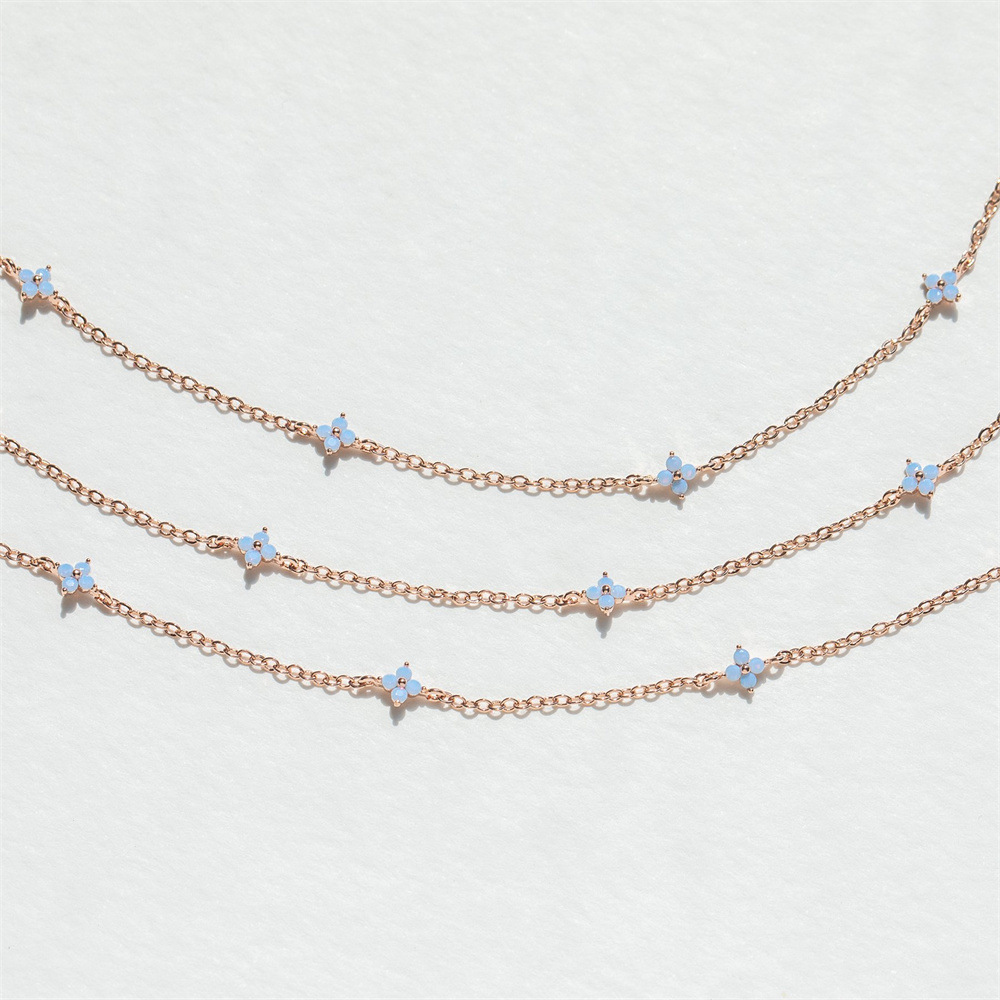 Clover Flower CZ - Inlay Necklace