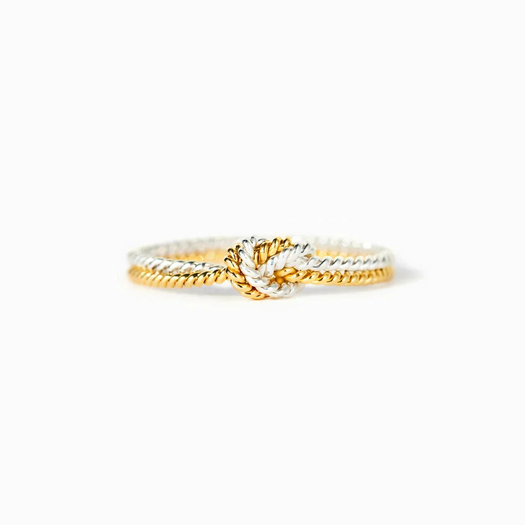Mother and Daughter Link Ring - Ring with 2 Strings and Knot