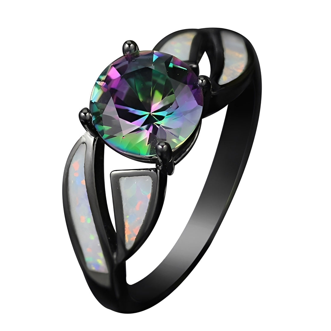 Mirella – Rainbow ring in opal and topaz