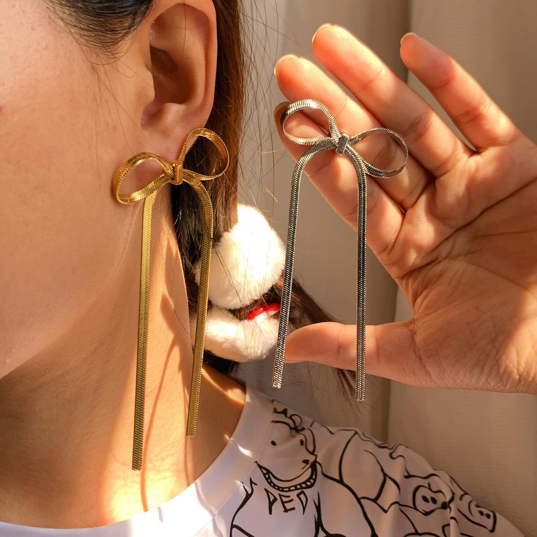 Long Earrings with Tassels - Ribbon Earrings