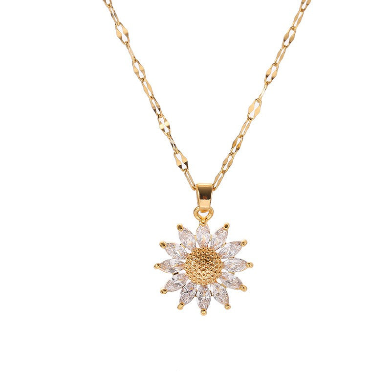 Jennie – Sunflower Crystal Necklace and Gold Finish