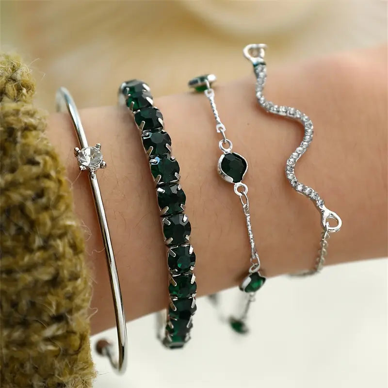 Camille – Elegant bracelet set with green stones