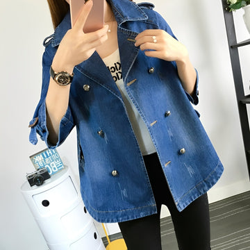 Faye - Trendy Denim Cape Coat