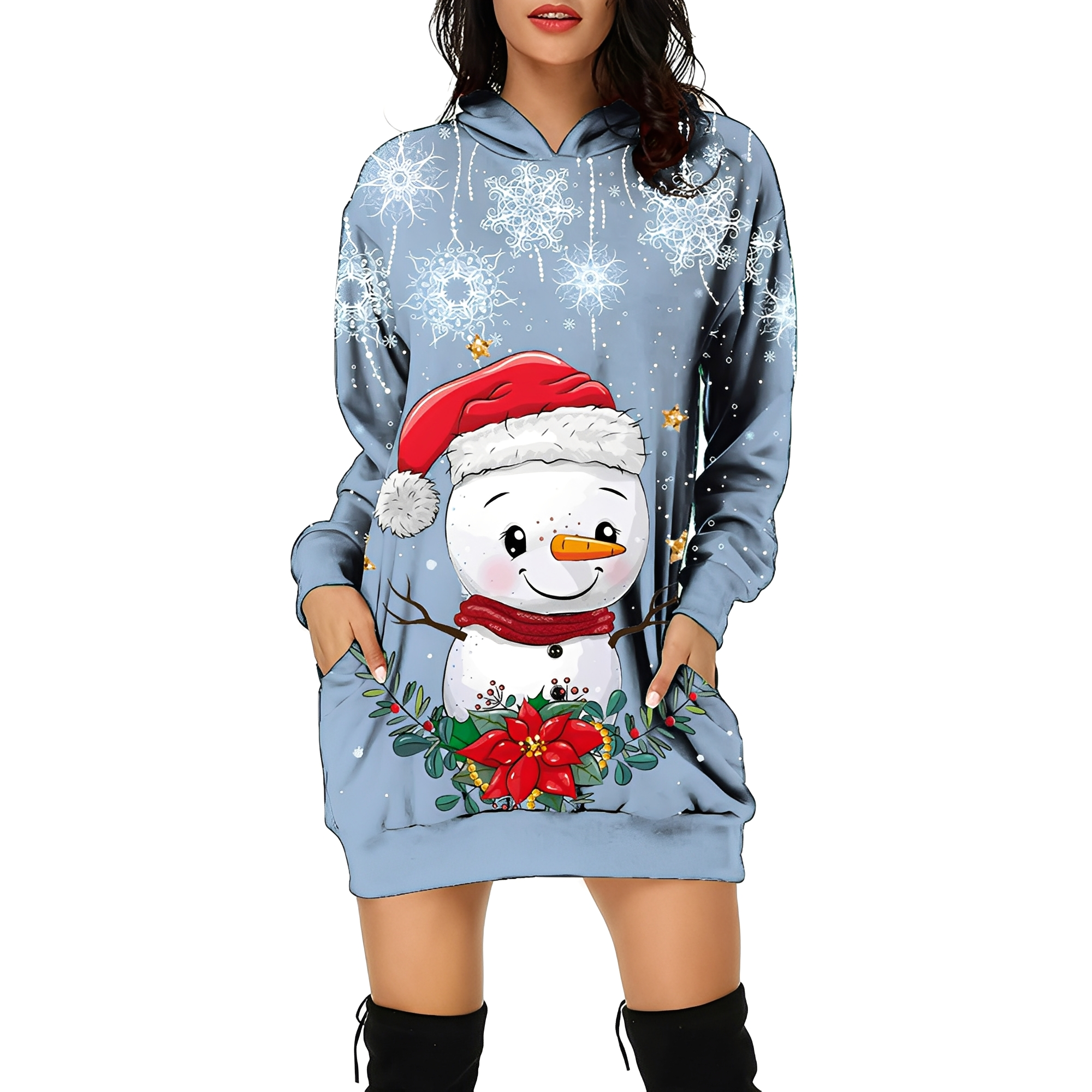 Georgia - Stylish Christmas dress with hood for women