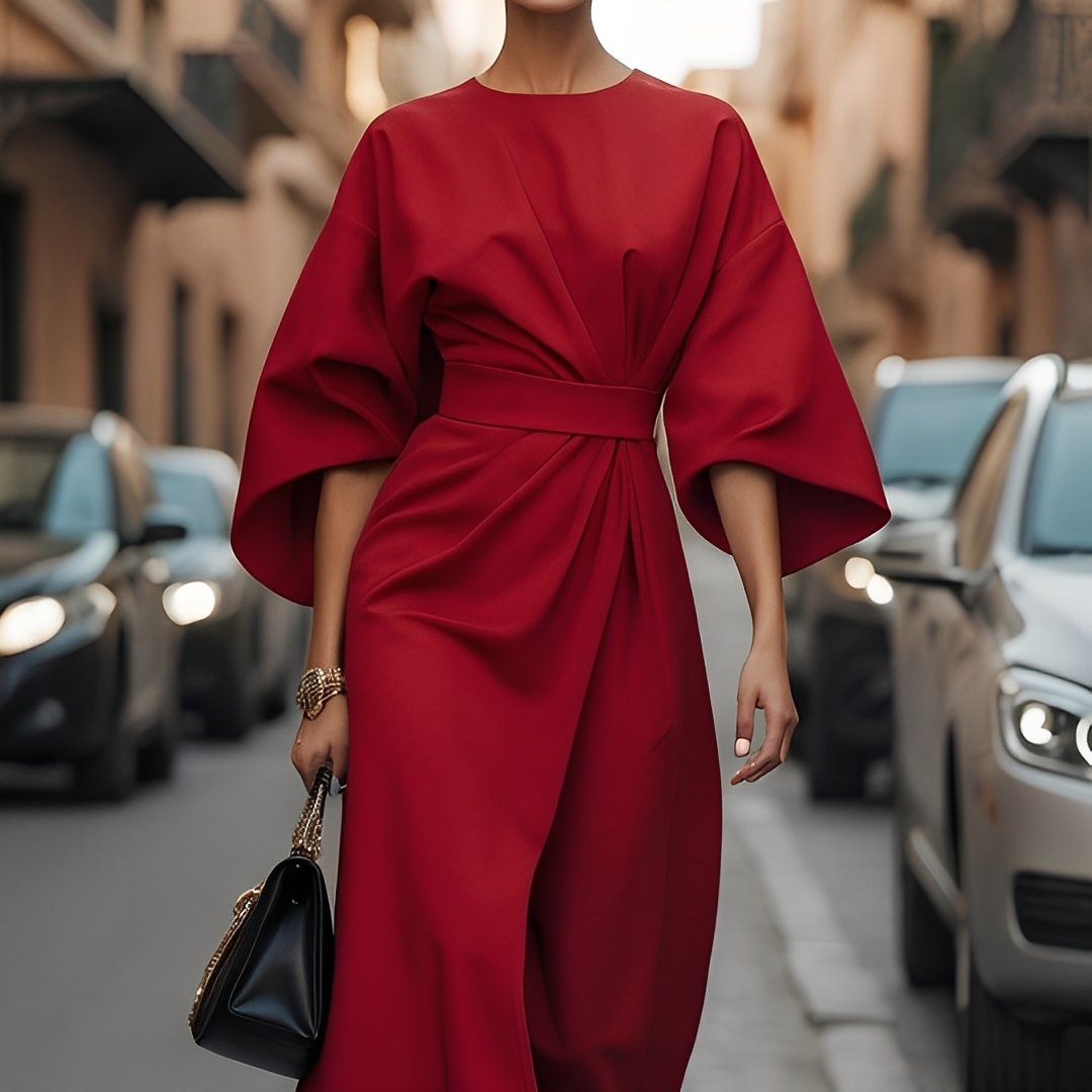 Lauriane - Elegant Dress with Lantern Sleeves for Women