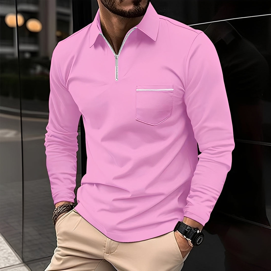Jackson - Long-sleeved Polo Shirt Men - for Casual Wear