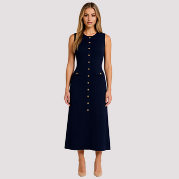 Jorja - Sophisticated Midi Dress with Buttons