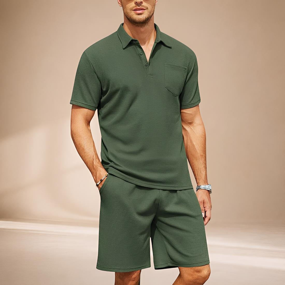 Barry - Casual Waffle Polo Set