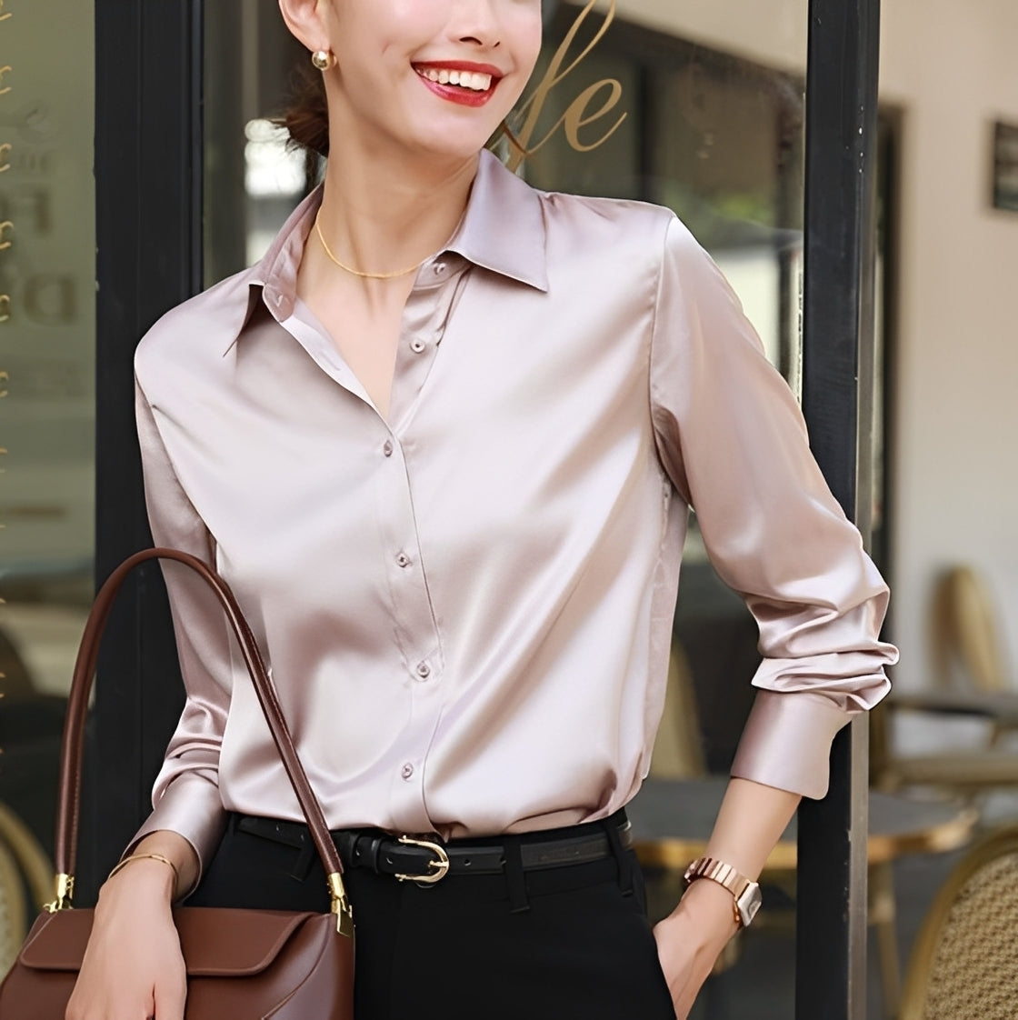 Annalise - Elegant women's blouse with button placket