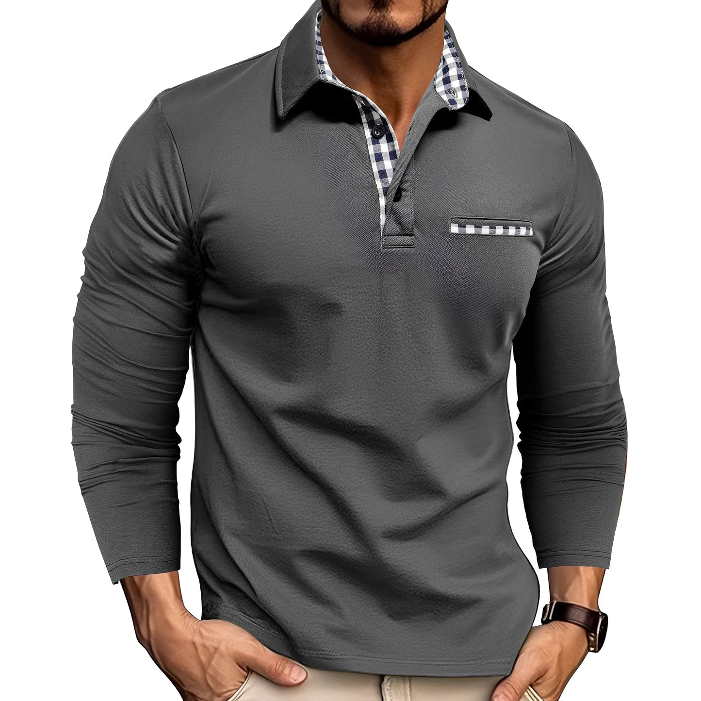 Gerald - Stylish Long Sleeve Polo Shirt for Men