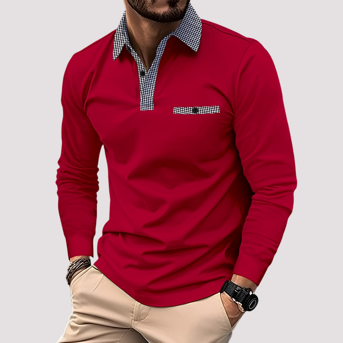 Aidan - Stylish long-sleeve polo shirt for men