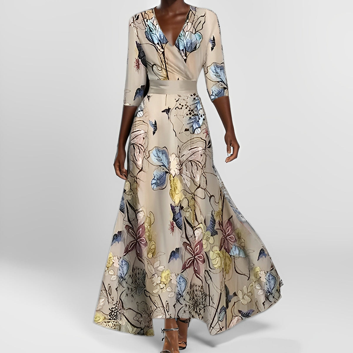 Delores - Maxi Dress with Floral Pattern and Long Sleeves