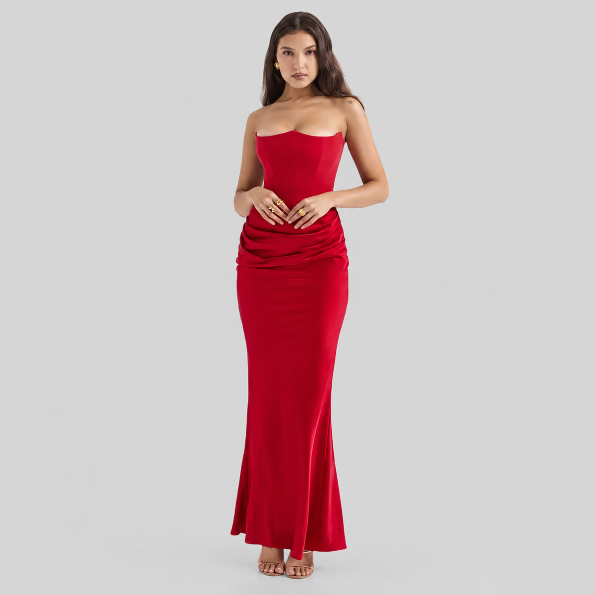 Elisabeth – Elegant maxi dress with bare shoulders for women