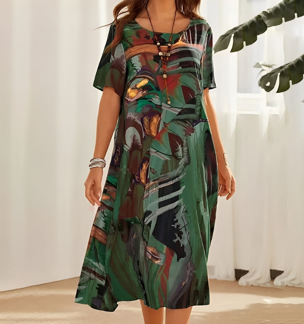 Theresa - Printed, loose-fitting dress for women